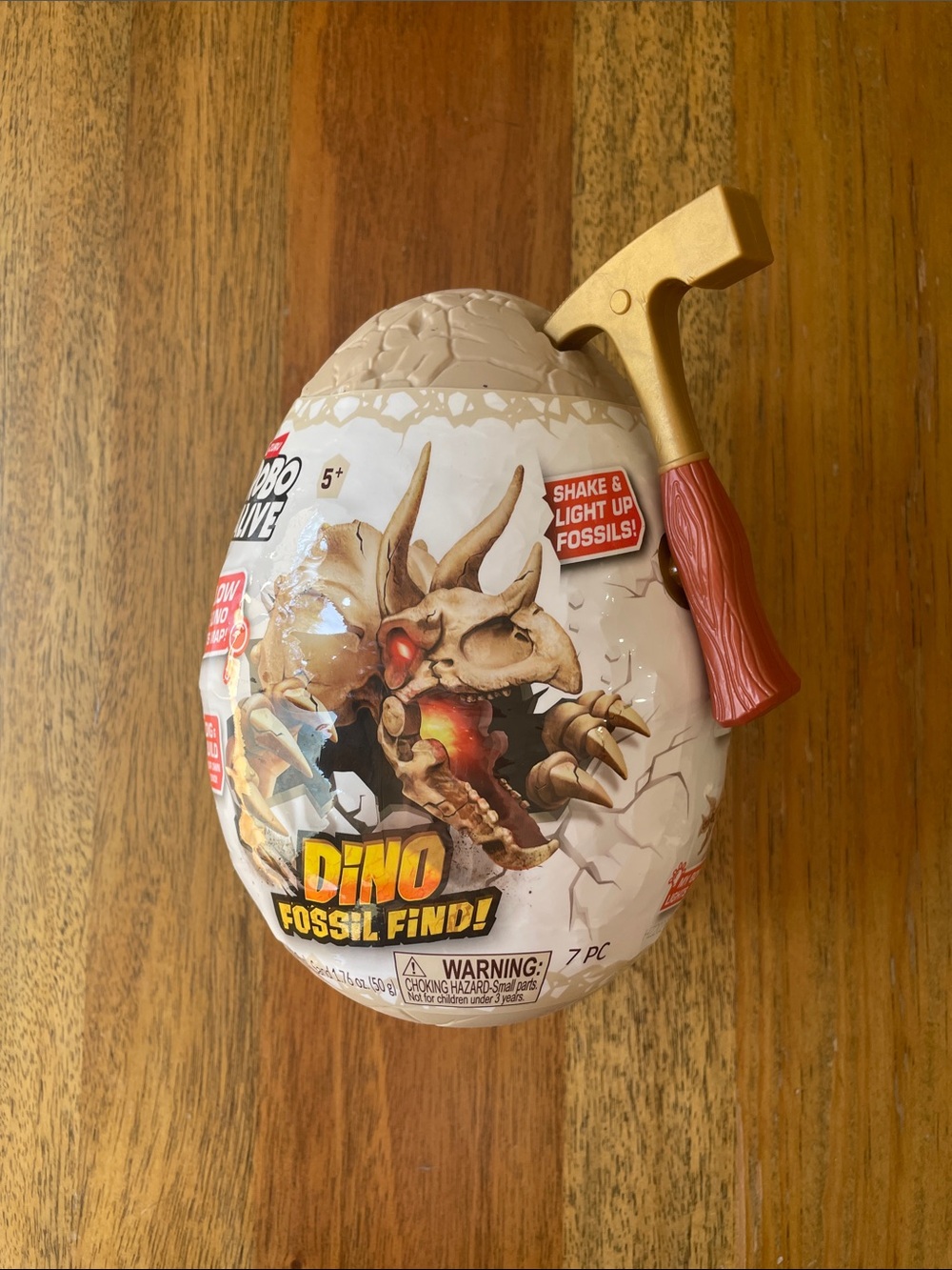Dino Fossil Find! Excavation Egg Toy with Gold Hammer - Kids Discovery Playset
